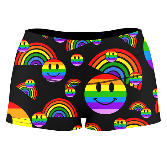 Rainbow Love High-Waisted Women's Shorts, Sartoris Art, | iEDM