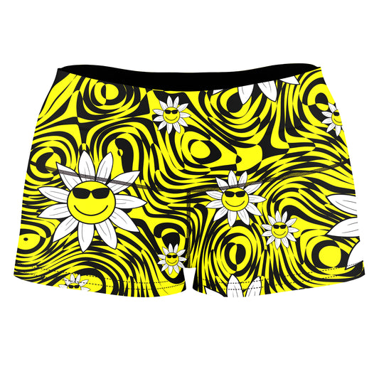 Smiling Daisies High-Waisted Women's Shorts, Sartoris Art, | iEDM