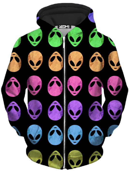 Alien Pattern Unisex Zip-Up Hoodie, Sartoris Art, | iEDM