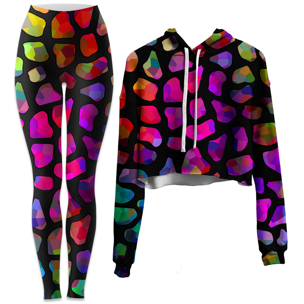 Jewel Giraffe Spots Crop Hoodie and Leggings Combo, Sartoris Art, | iEDM