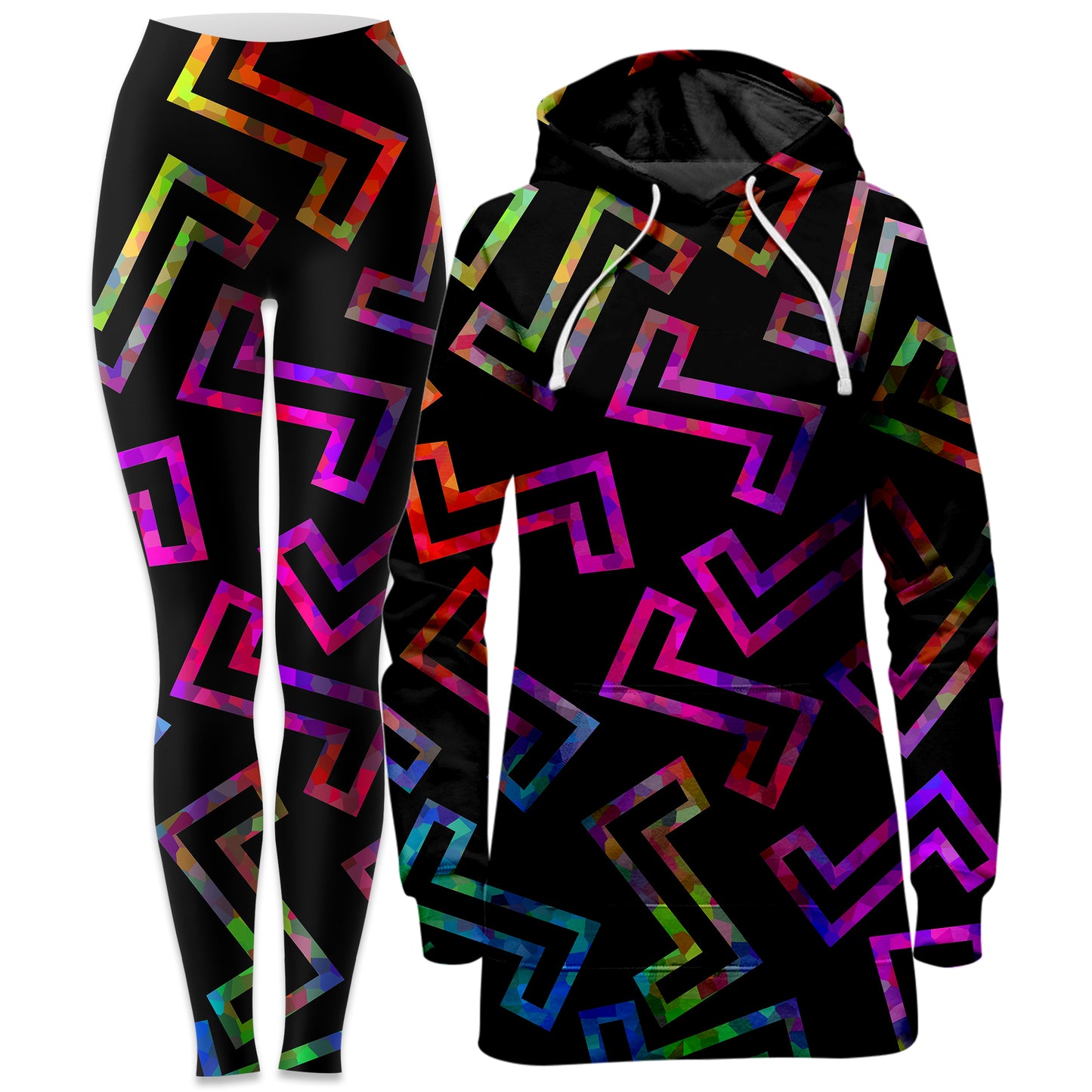 Sparkle Geometric Hoodie Dress and Leggings Combo, Sartoris Art, | iEDM