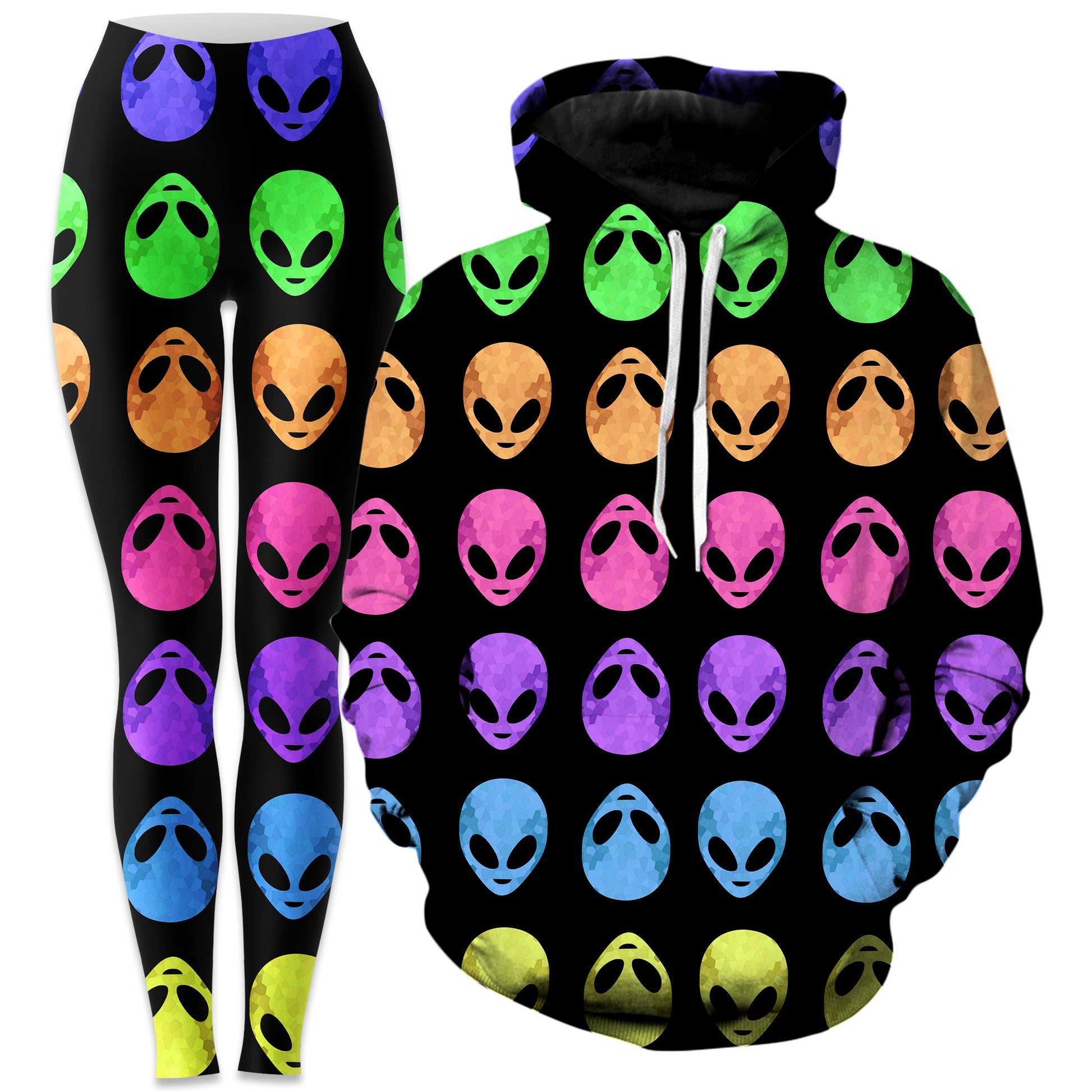Alien Pattern Hoodie and Leggings Combo, Sartoris Art, | iEDM