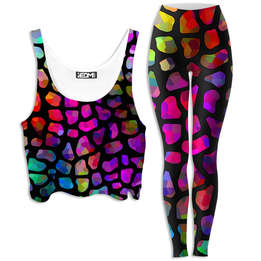Jewel Giraffe Spots Crop Top and Leggings Combo, Sartoris Art, | iEDM