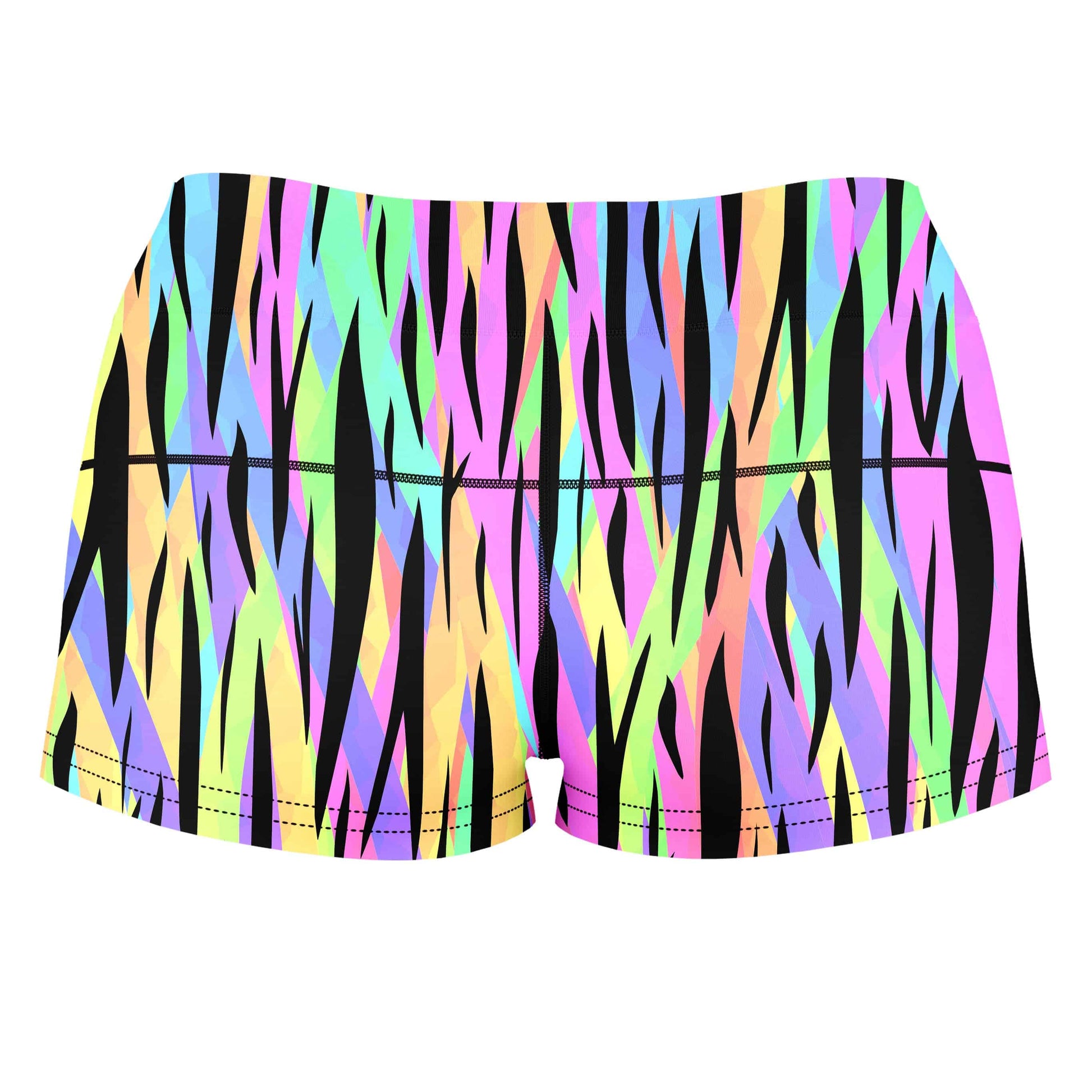 Psychedelic Tiger Stripes High-Waisted Women's Shorts, Sartoris Art, | iEDM
