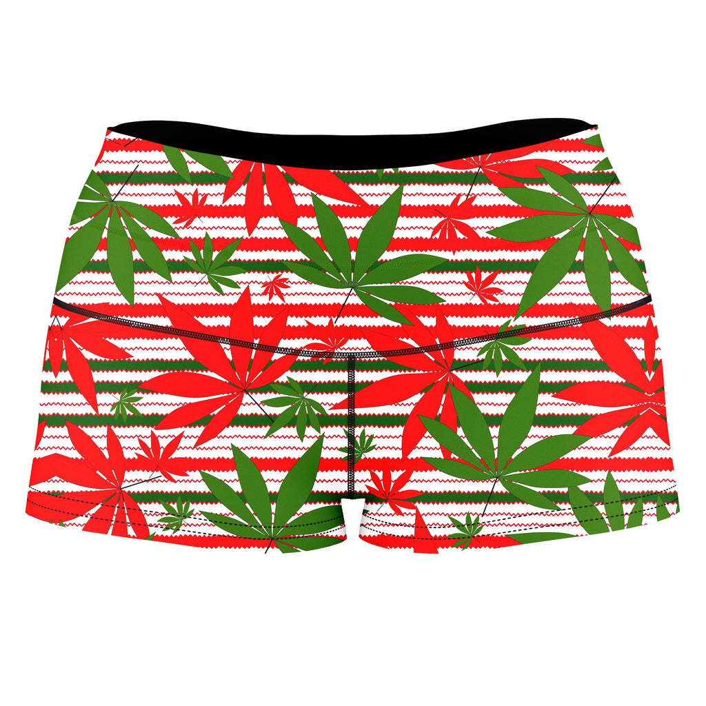 Marijuana Christmas Cheer High-Waisted Women's Shorts, Sartoris Art, | iEDM