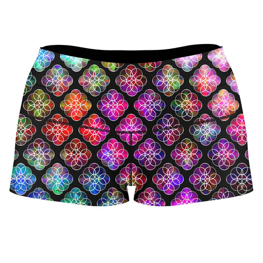 Rings of Color Pattern High-Waisted Women's Shorts, Sartoris Art, | iEDM