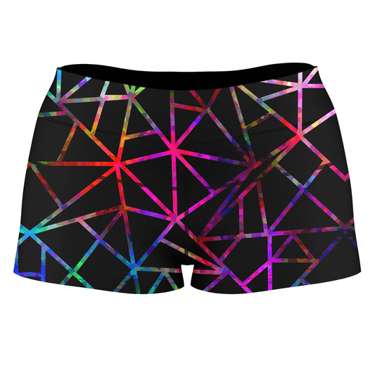 Webbed Geometric High-Waisted Women's Shorts, Sartoris Art, | iEDM