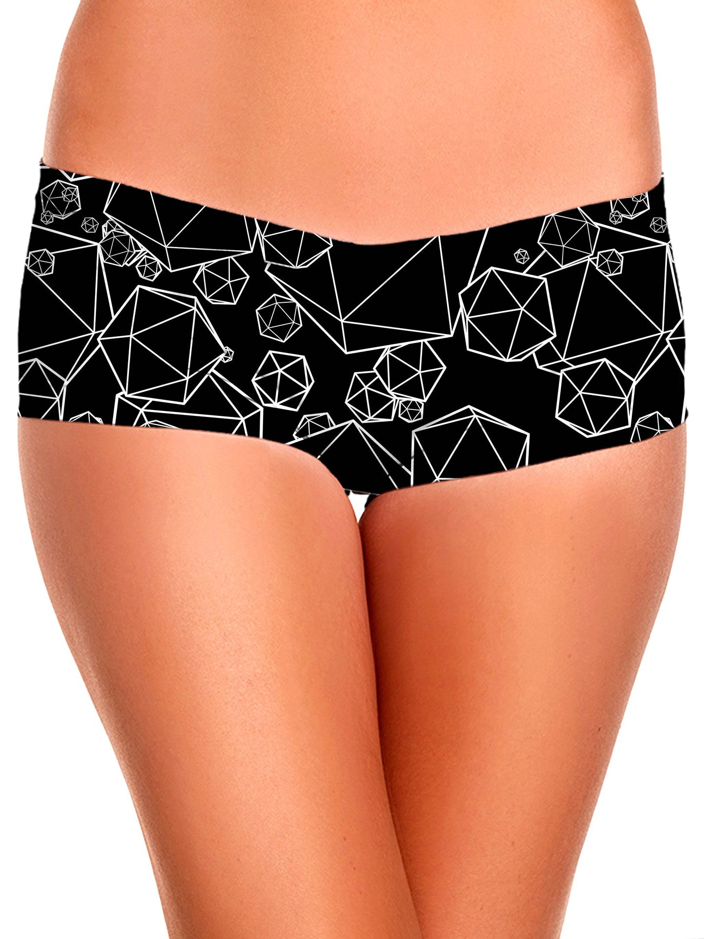 Icosahedron Madness Black Crop Top and Booty Shorts Combo, Yantrart Design, | iEDM