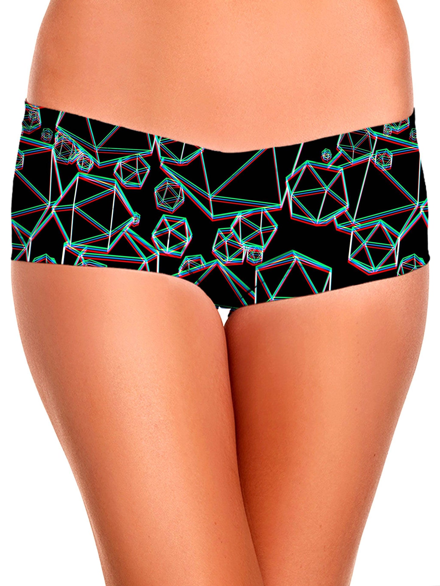 Icosahedron Madness Glitch Crop Top and Booty Shorts Combo, Yantrart Design, | iEDM