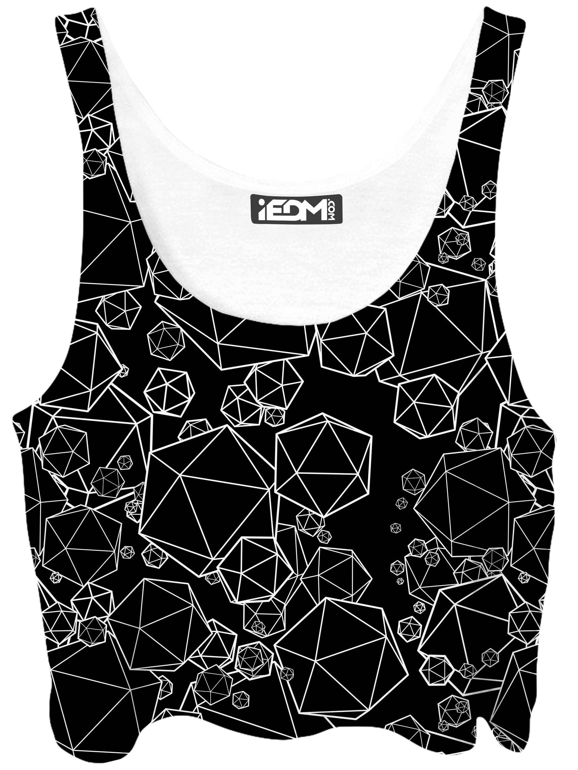 Icosahedron Madness Black Crop Top and Booty Shorts Combo, Yantrart Design, | iEDM