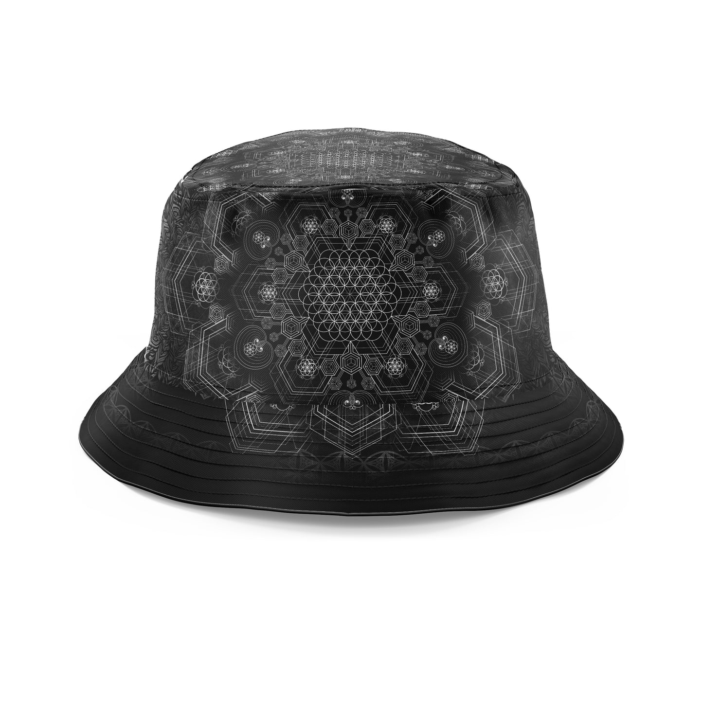 Unveiling The Grid Black Bucket Hat, Yantrart Design, | iEDM