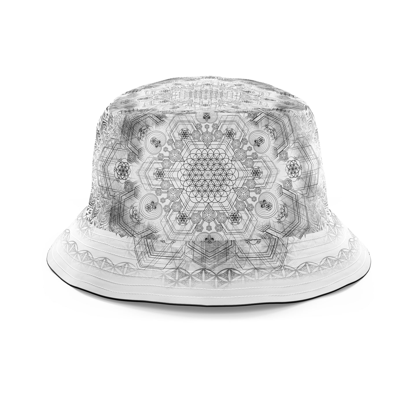 Unveiling The Grid White Bucket Hat, Yantrart Design, | iEDM