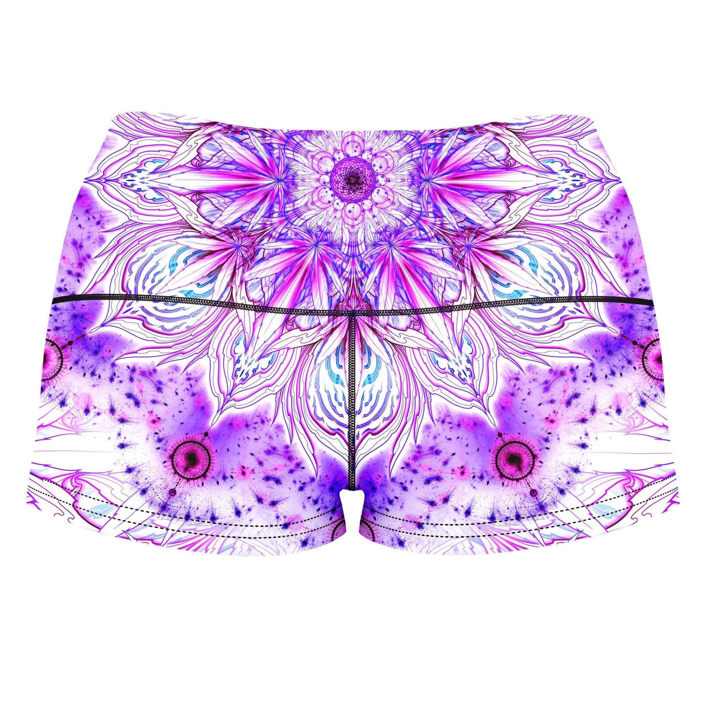 Canndala Purple High-Waisted Women's Shorts, Yantrart Design, | iEDM