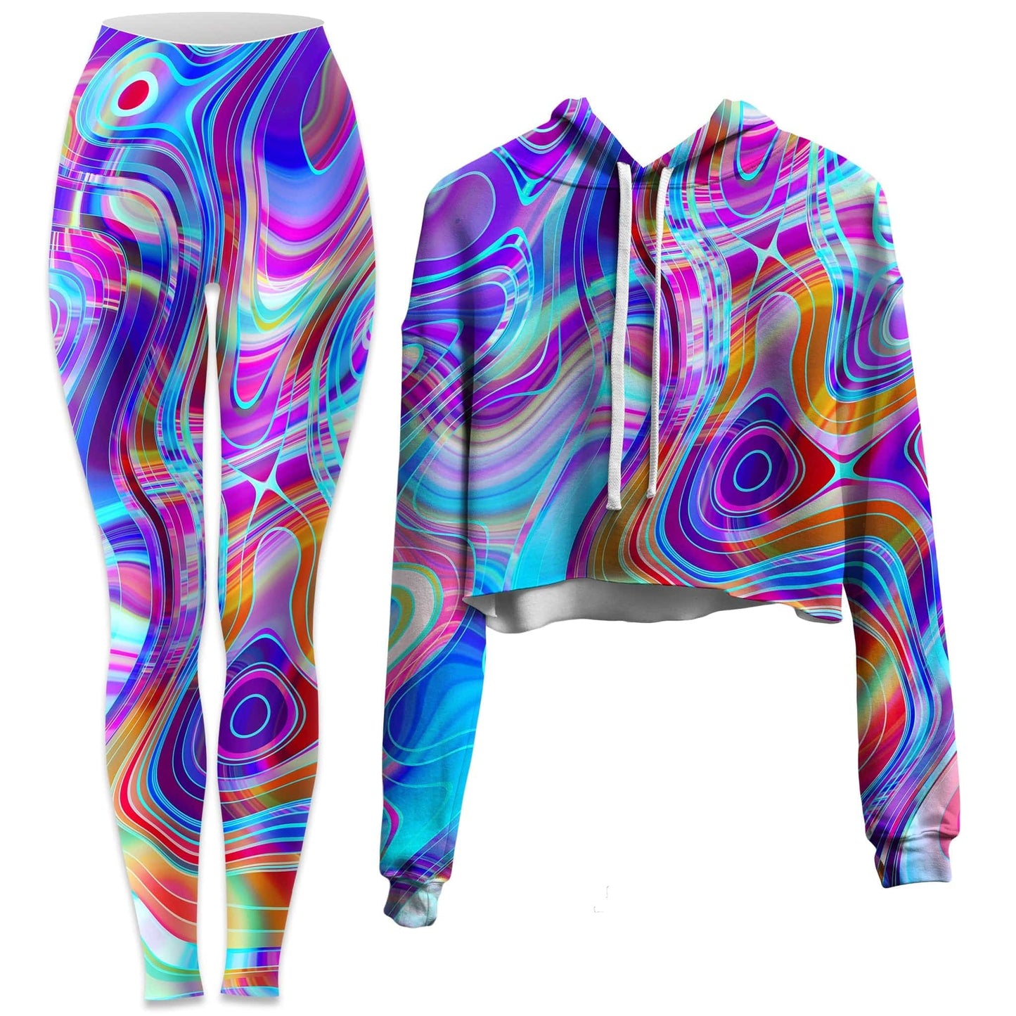 Aqua Realm Crop Hoodie and Leggings Combo, Art Design Works, | iEDM