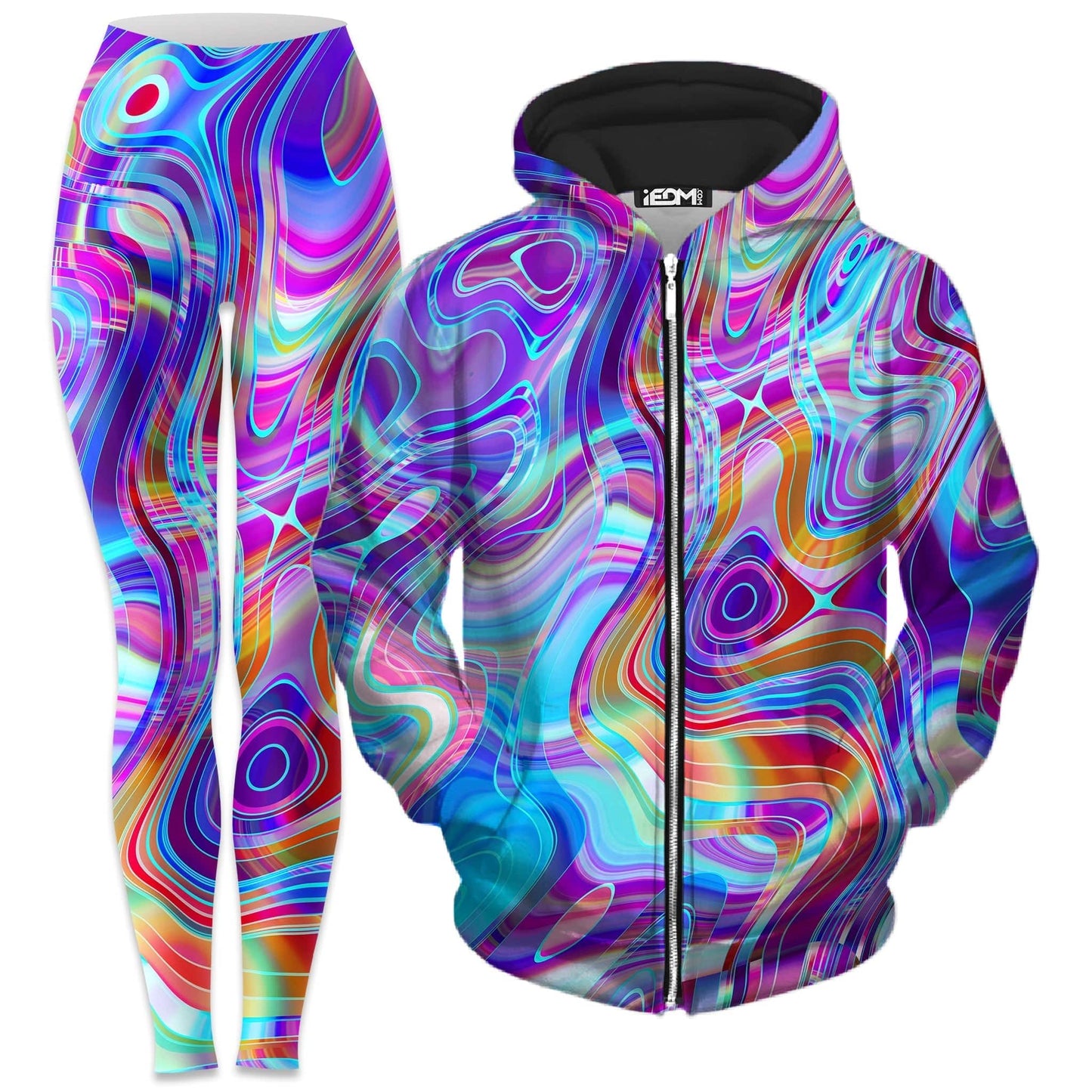 Aqua Realm Zip-Up Hoodie and Leggings Combo, Art Design Works, | iEDM