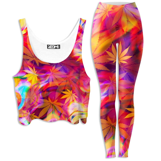 Ganja Dreamin Crop Top and Leggings Combo, Art Design Works, | iEDM