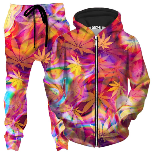 Ganja Dreamin Zip-Up Hoodie and Joggers Combo, Art Design Works, | iEDM
