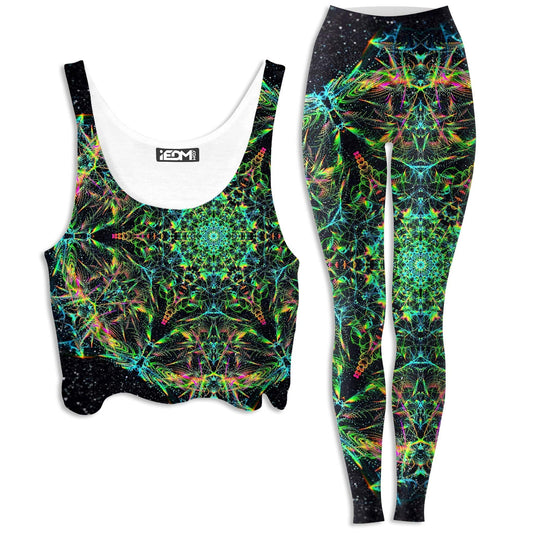 Green Prism Crop Top and Leggings Combo, Art Design Works, | iEDM