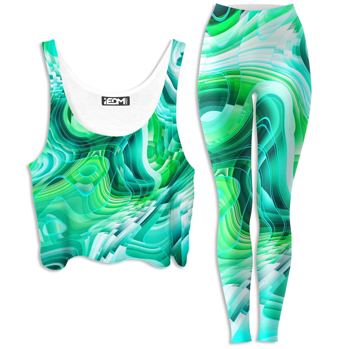 Green Schism Crop Top and Leggings Combo, Art Design Works, | iEDM