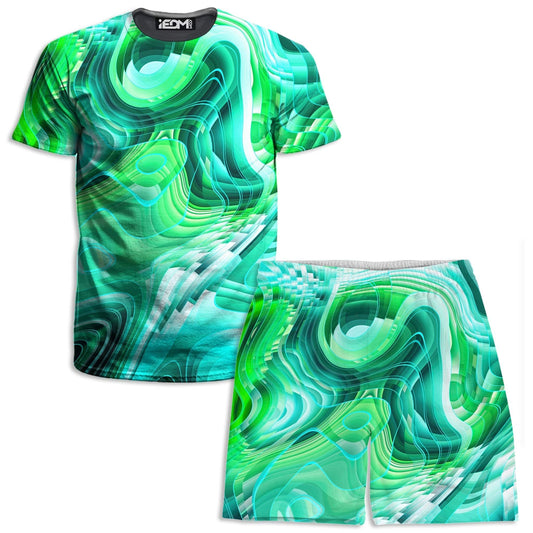Green Schism T-Shirt and Shorts Combo, Art Design Works, | iEDM