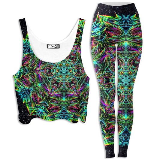 Green Warp Crop Top and Leggings Combo, Art Design Works, | iEDM