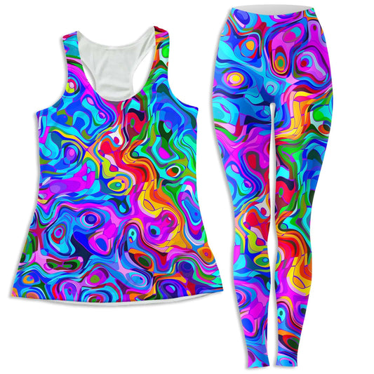 Rainbow Waves Women's Tank and Leggings Combo, Art Design Works, | iEDM