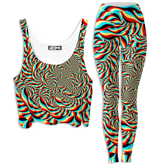 Trippy Swirl Crop Top and Leggings Combo, Art Design Works, | iEDM