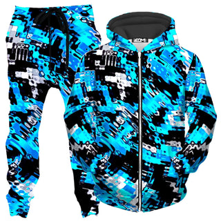 Big Tex Funkadelic - Aqua Rave Zip-Up Hoodie and Joggers Combo