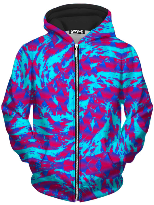 Berry Blast Hypno Splatter Unisex Zip-Up Hoodie, Big Tex Funkadelic, | iEDM