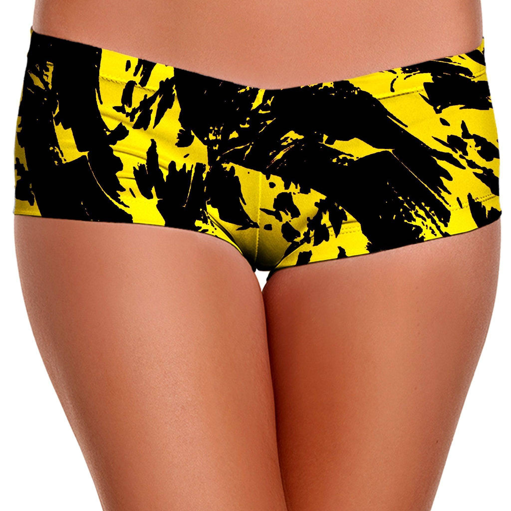 Black and Yellow Paint Splatter Booty Shorts, Big Tex Funkadelic, | iEDM