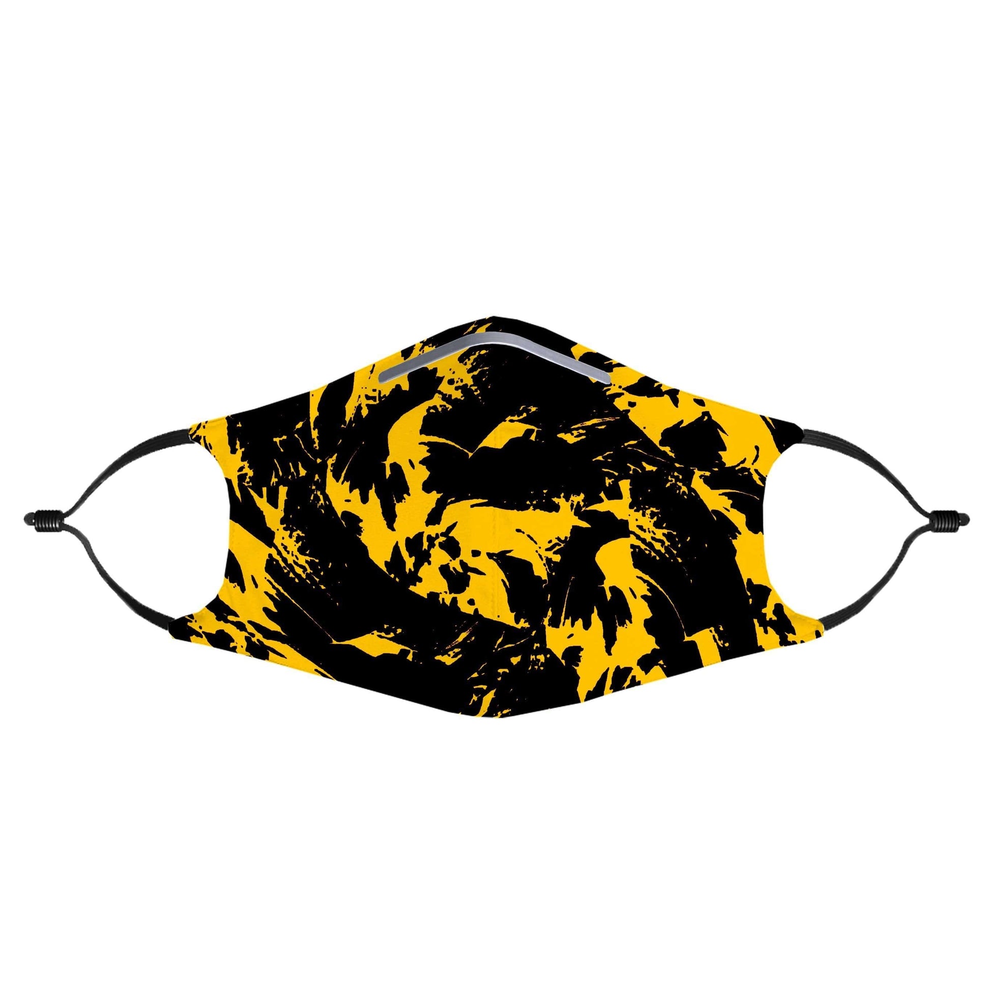 Black and Yellow Paint Splatter Face Mask With (4) PM 2.5 Carbon Inserts, Big Tex Funkadelic, | iEDM
