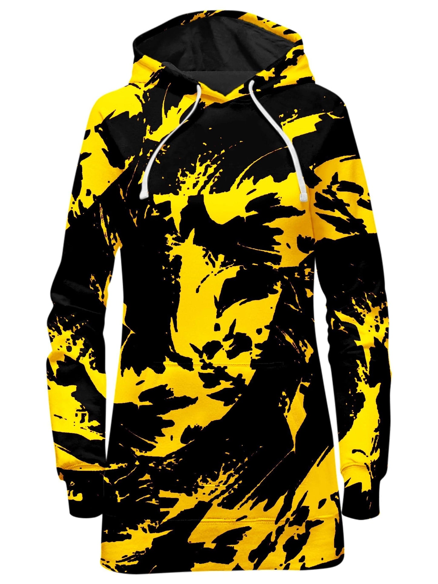 Black and Yellow Paint Splatter Hoodie Dress, Big Tex Funkadelic, | iEDM
