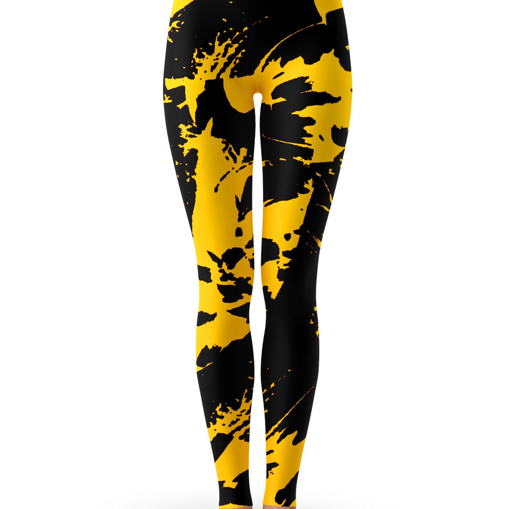 Big Tex Funkadelic Black and Yellow Paint Splatter Leggings