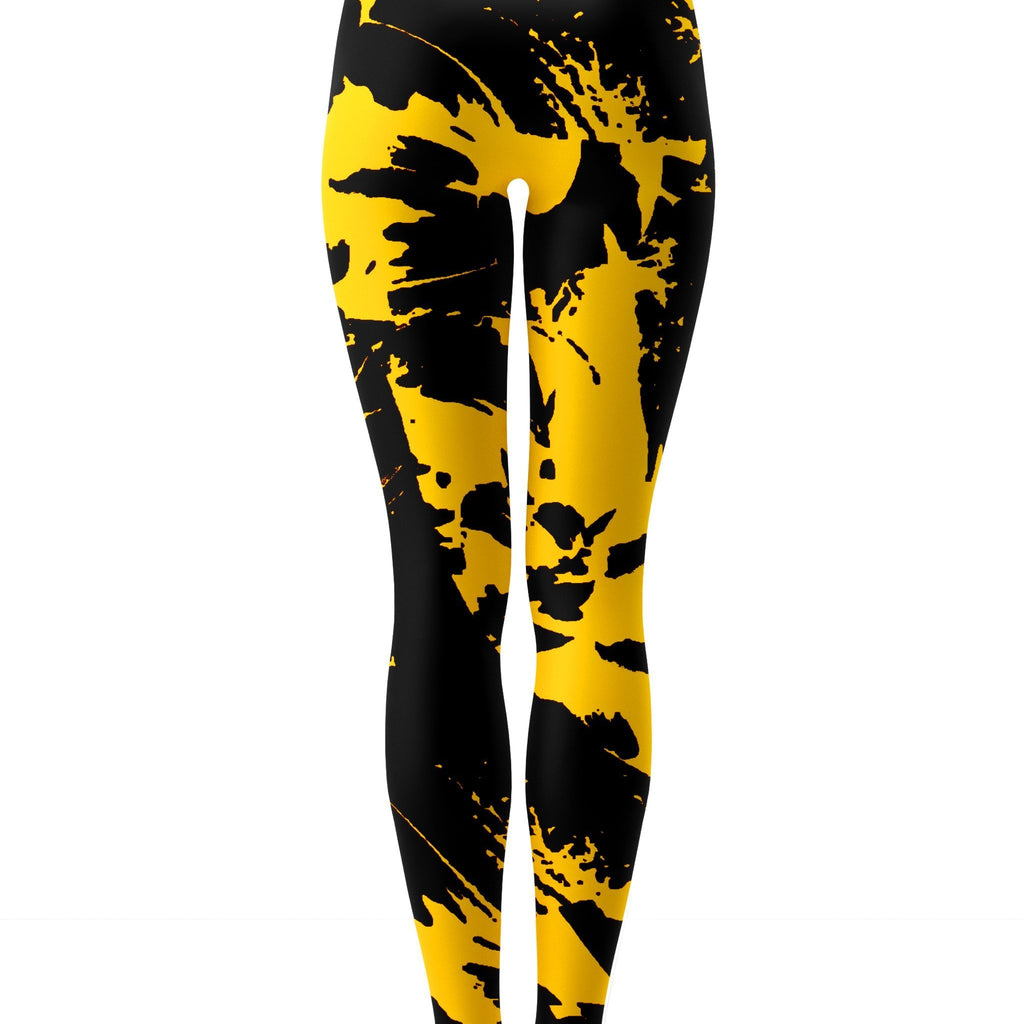 Big Tex Funkadelic Black and Yellow Paint Splatter Leggings - iEDM