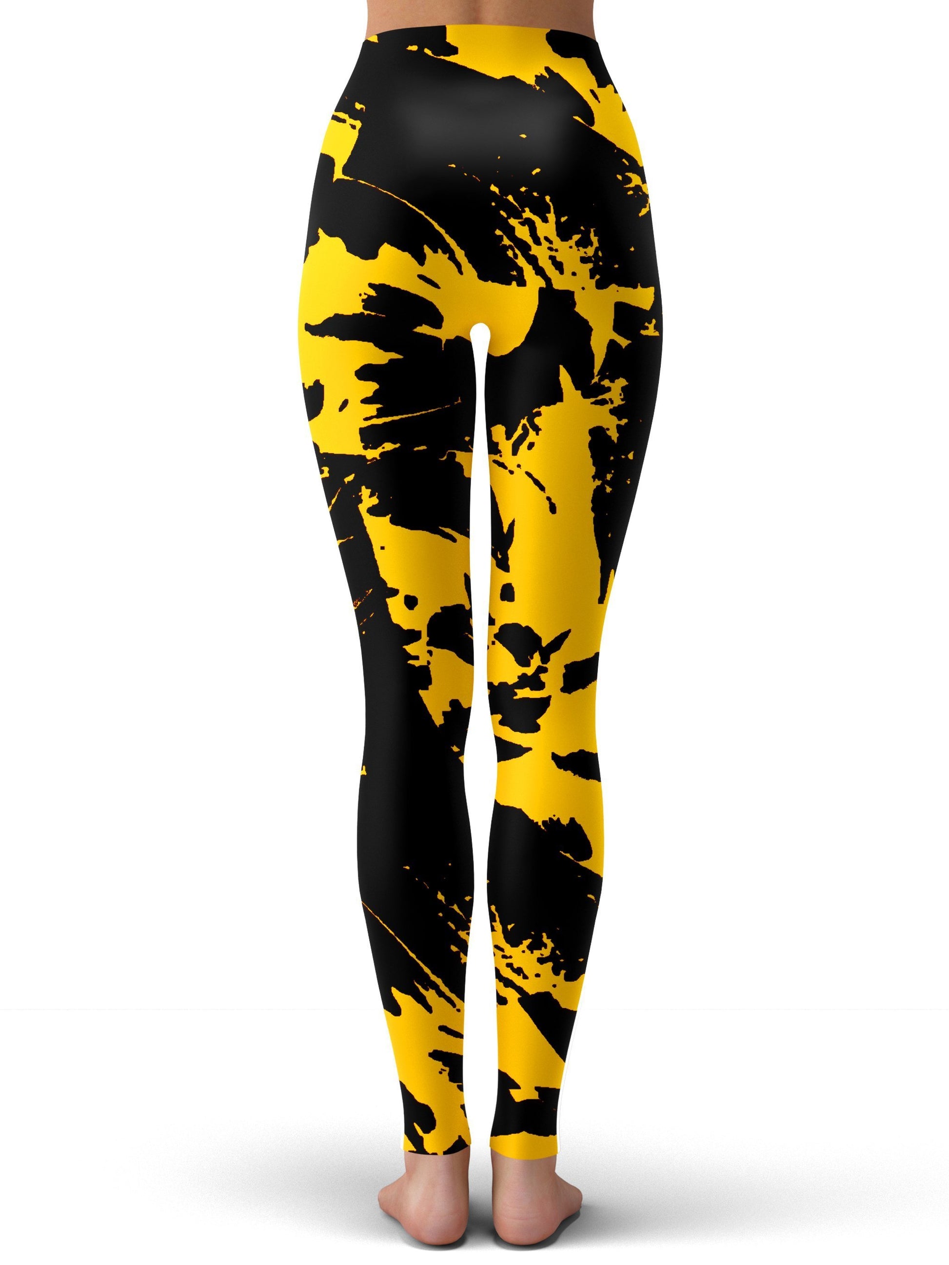 Modern Black Bright Yellow Side Panel Leggings, Zazzle
