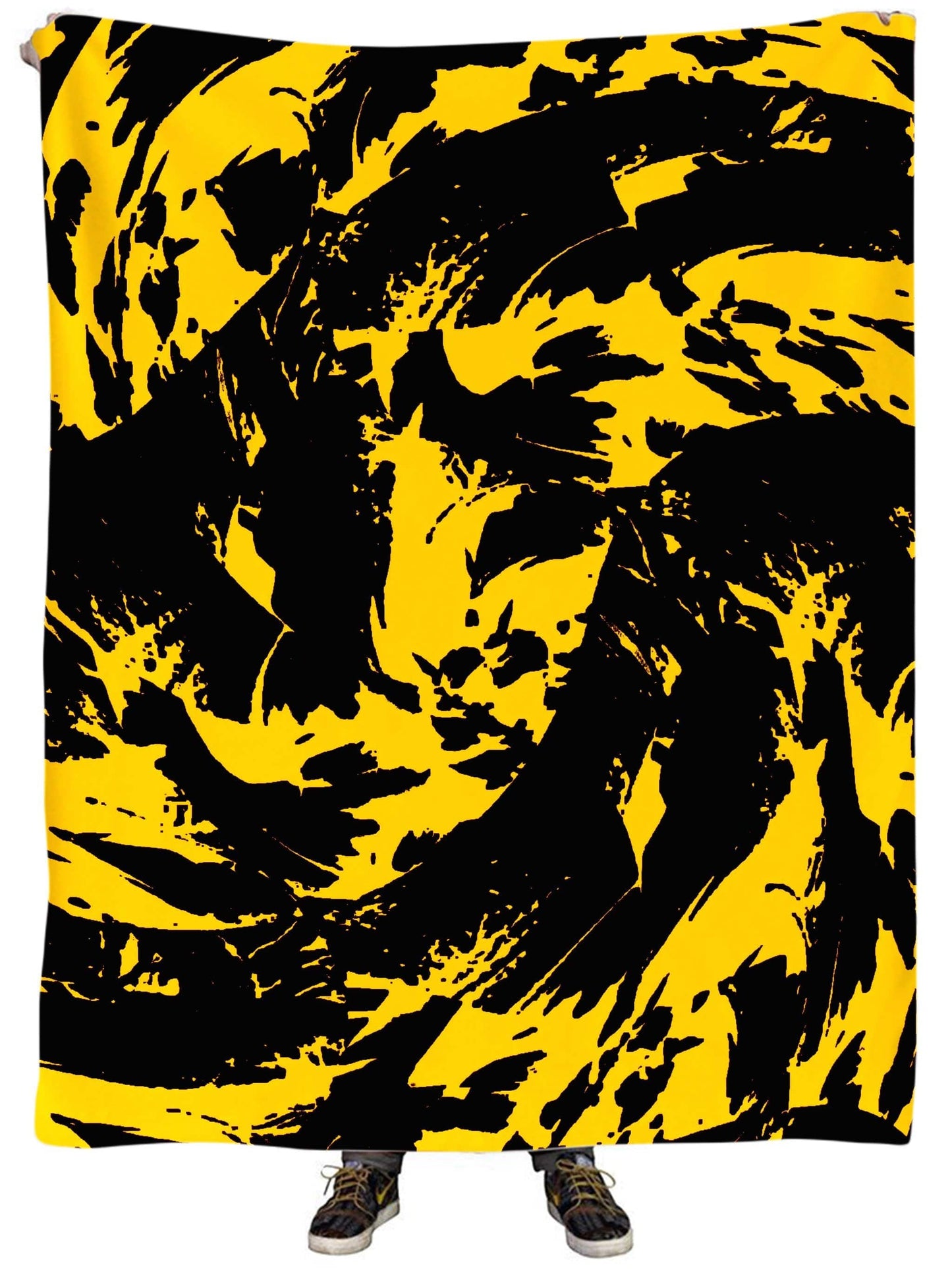 Black and Yellow Paint Splatter Plush Blanket, Big Tex Funkadelic, | iEDM