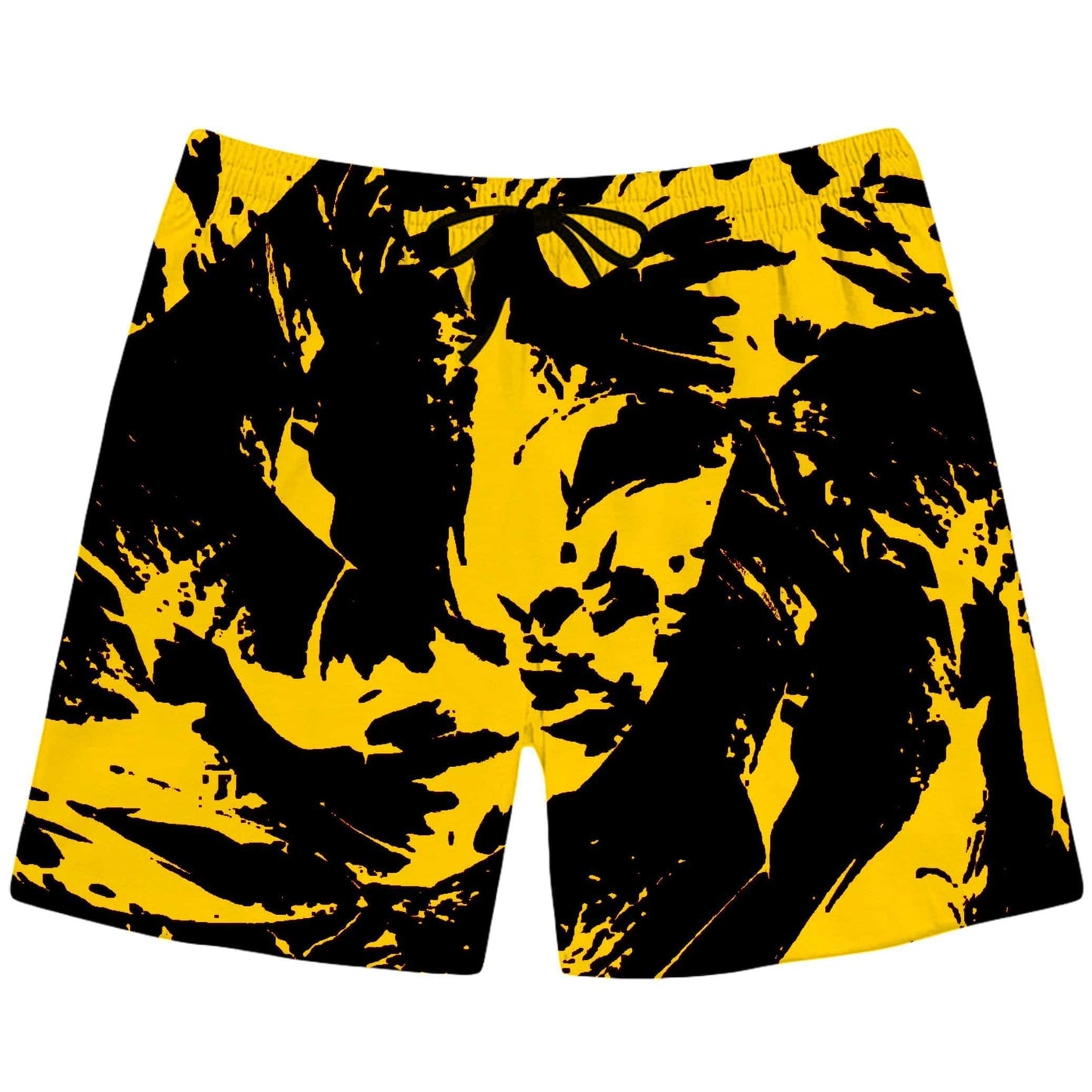 Black and Yellow Paint Splatter Swim Trunks, Big Tex Funkadelic, | iEDM