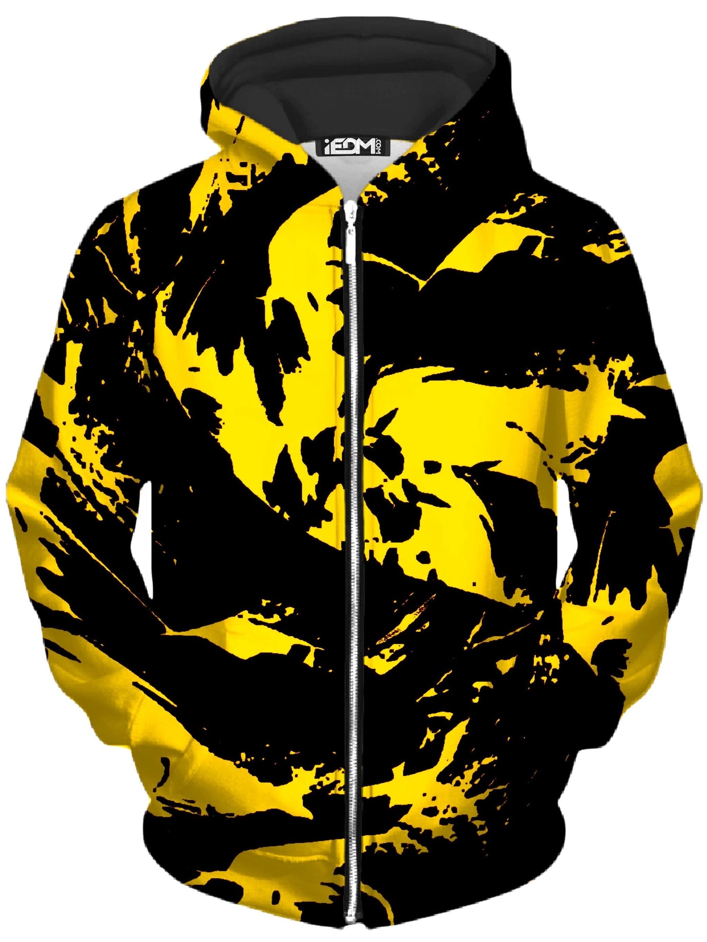 Black and Yellow Paint Splatter Unisex Zip-Up Hoodie, Big Tex Funkadelic, | iEDM