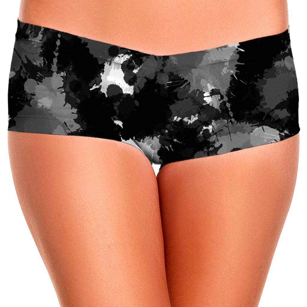Black White and Grey Paint Splatter Crop Top and Booty Shorts Combo, Big Tex Funkadelic, | iEDM