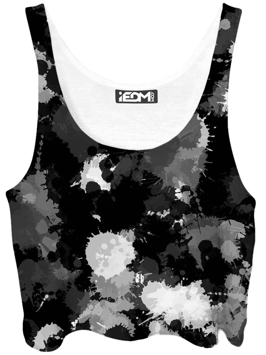 Black White and Grey Paint Splatter Crop Top (Ready To Ship), Big Tex Funkadelic, | iEDM