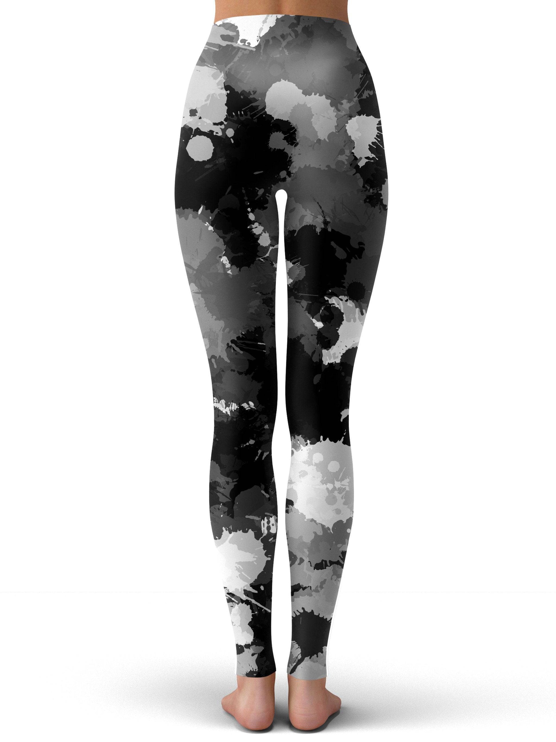 Black White and Grey Paint Splatter Leggings, Big Tex Funkadelic, | iEDM