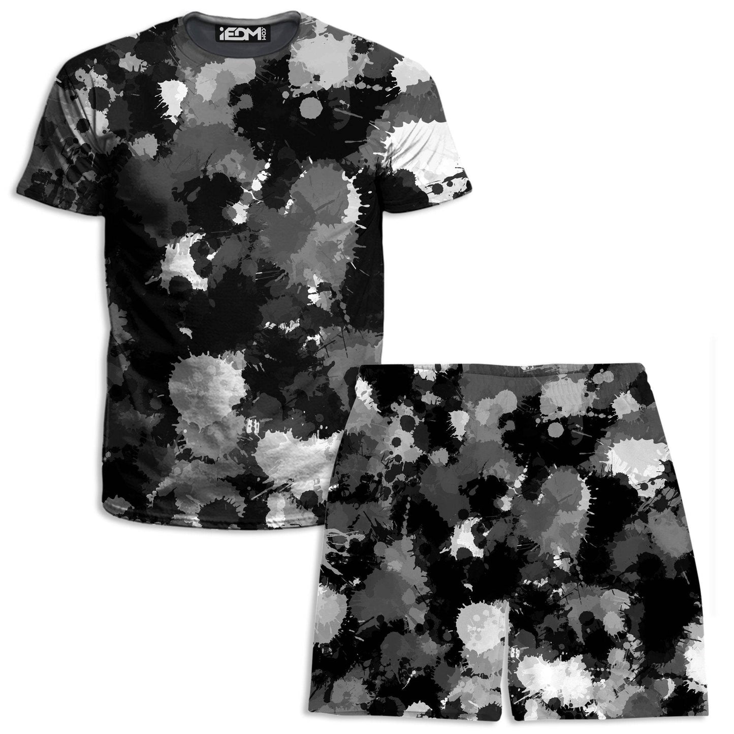 Black White and Grey Paint Splatter T-Shirt and Shorts Combo, Big Tex Funkadelic, | iEDM