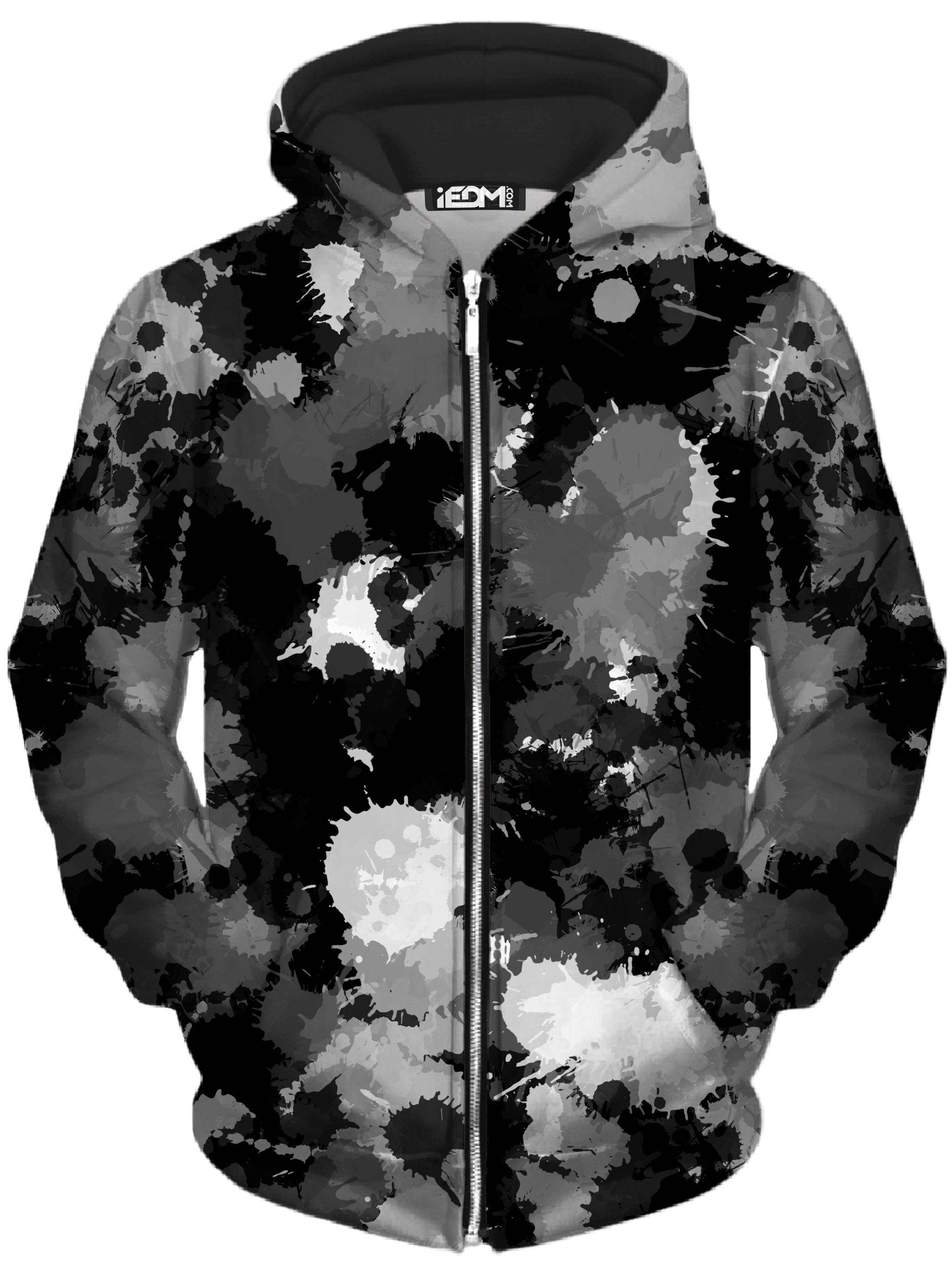 Black and hotsell white paint hoodie