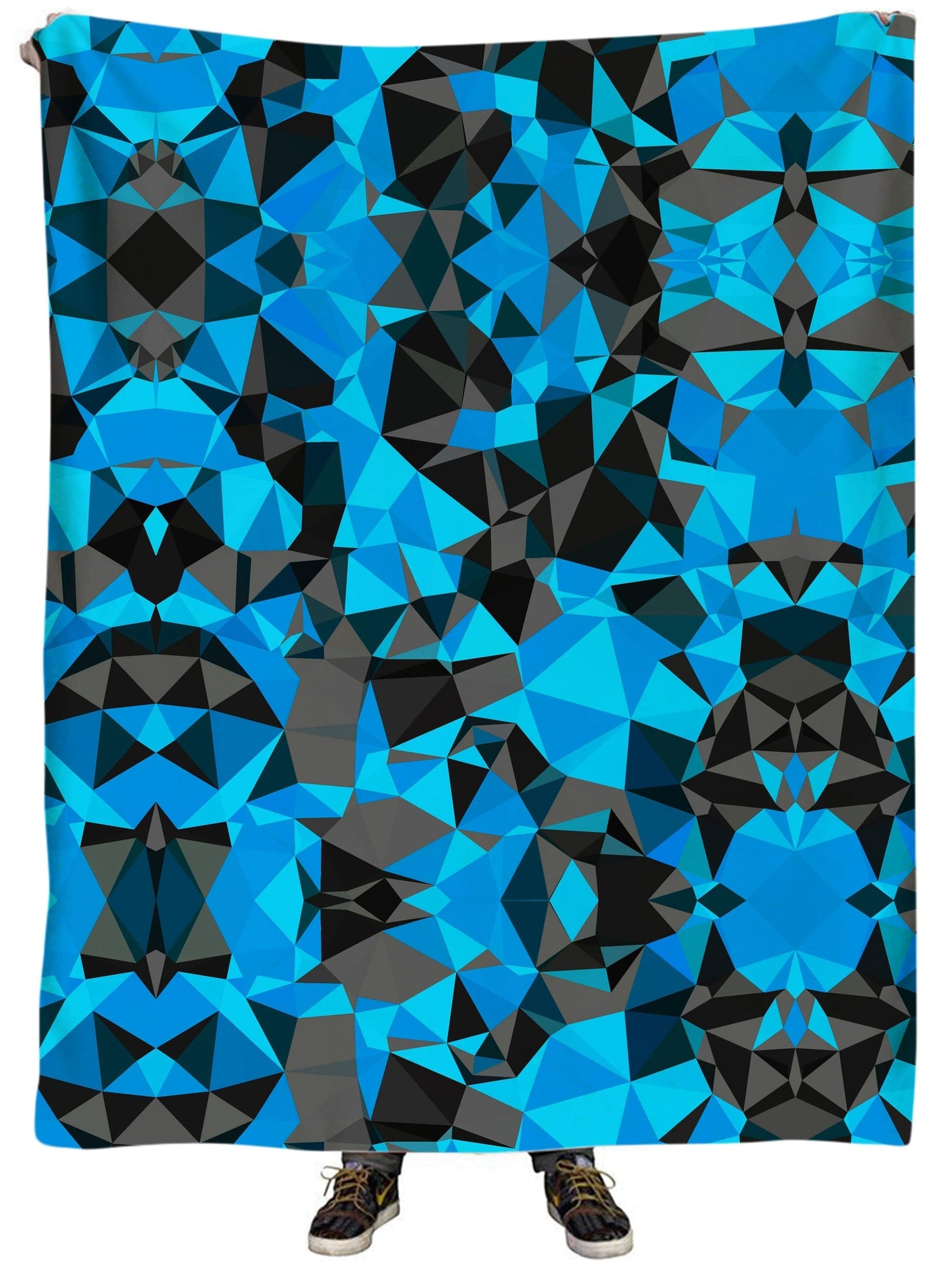 Blue and Black Geo Plush Blanket, Big Tex Funkadelic, | iEDM