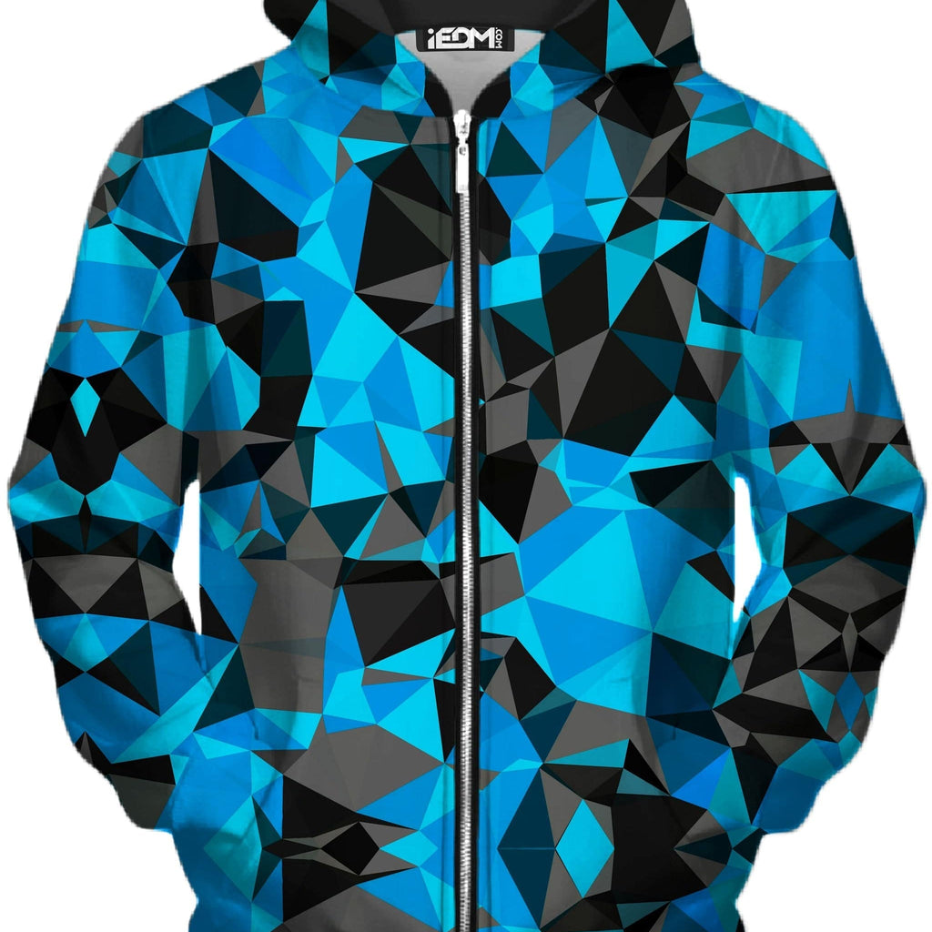 Blue and Black Geo Unisex Zip-Up Hoodie, Big Tex Funkadelic, | iEDM