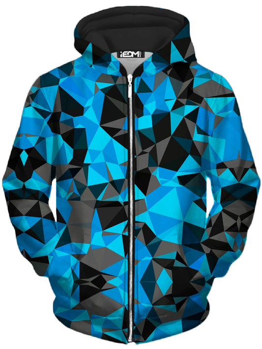 Blue and Black Geo Unisex Zip-Up Hoodie, Big Tex Funkadelic, | iEDM