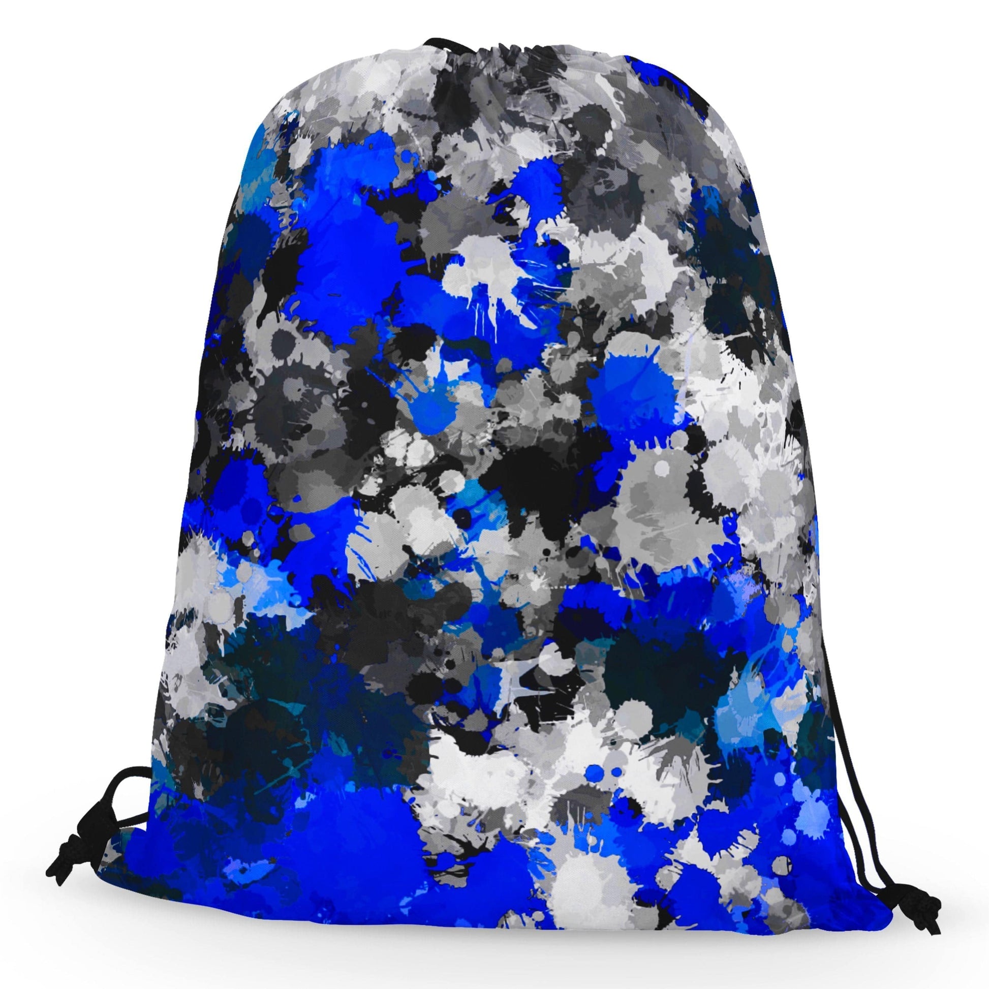 Blue and Grey Paint Splatter Drawstring Bag, Big Tex Funkadelic, | iEDM