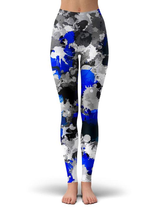 Big Tex Funkadelic Blue and Grey Paint Splatter Leggings - iEDM