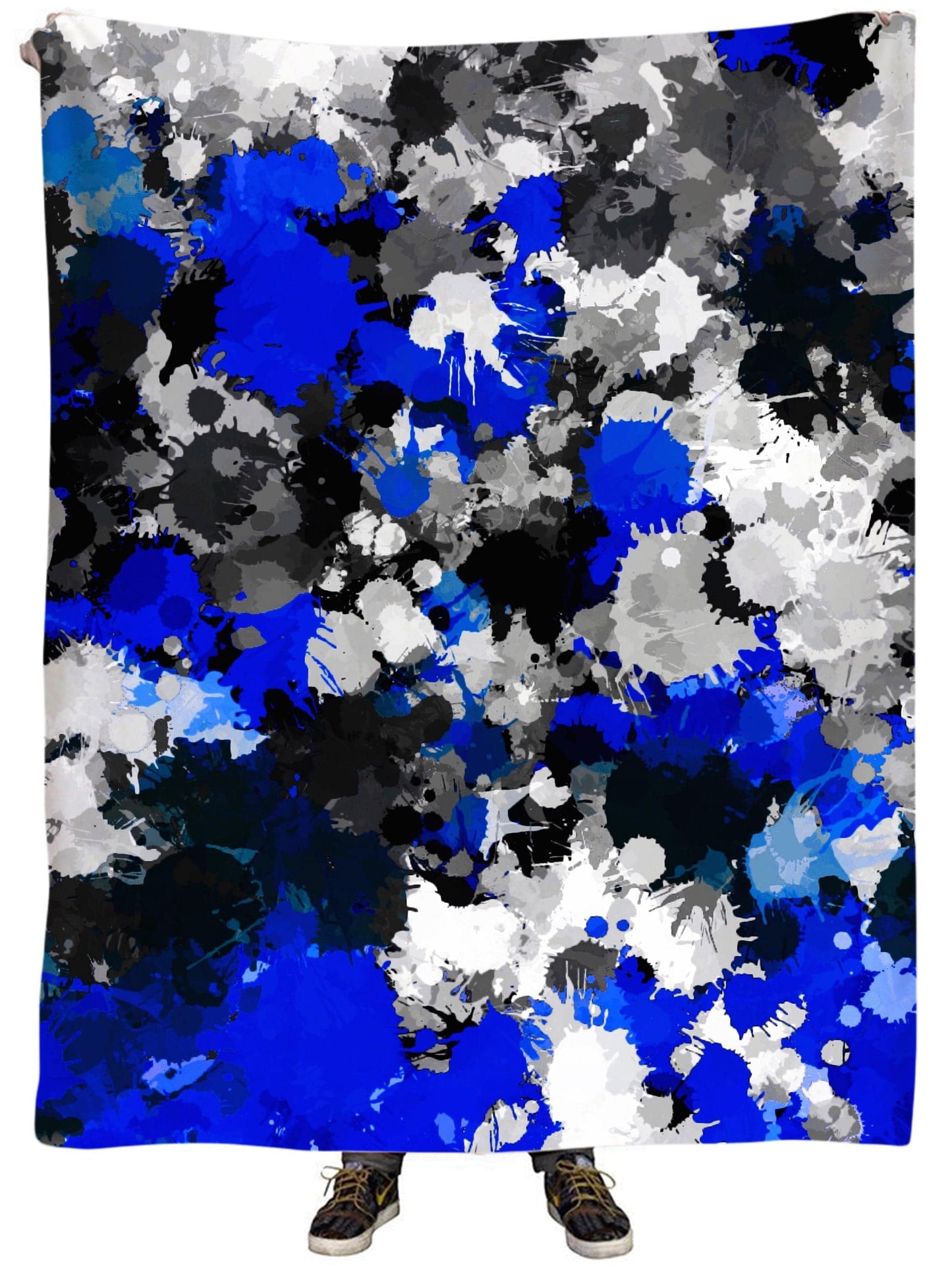 Blue and Grey Paint Splatter Plush Blanket, Big Tex Funkadelic, | iEDM