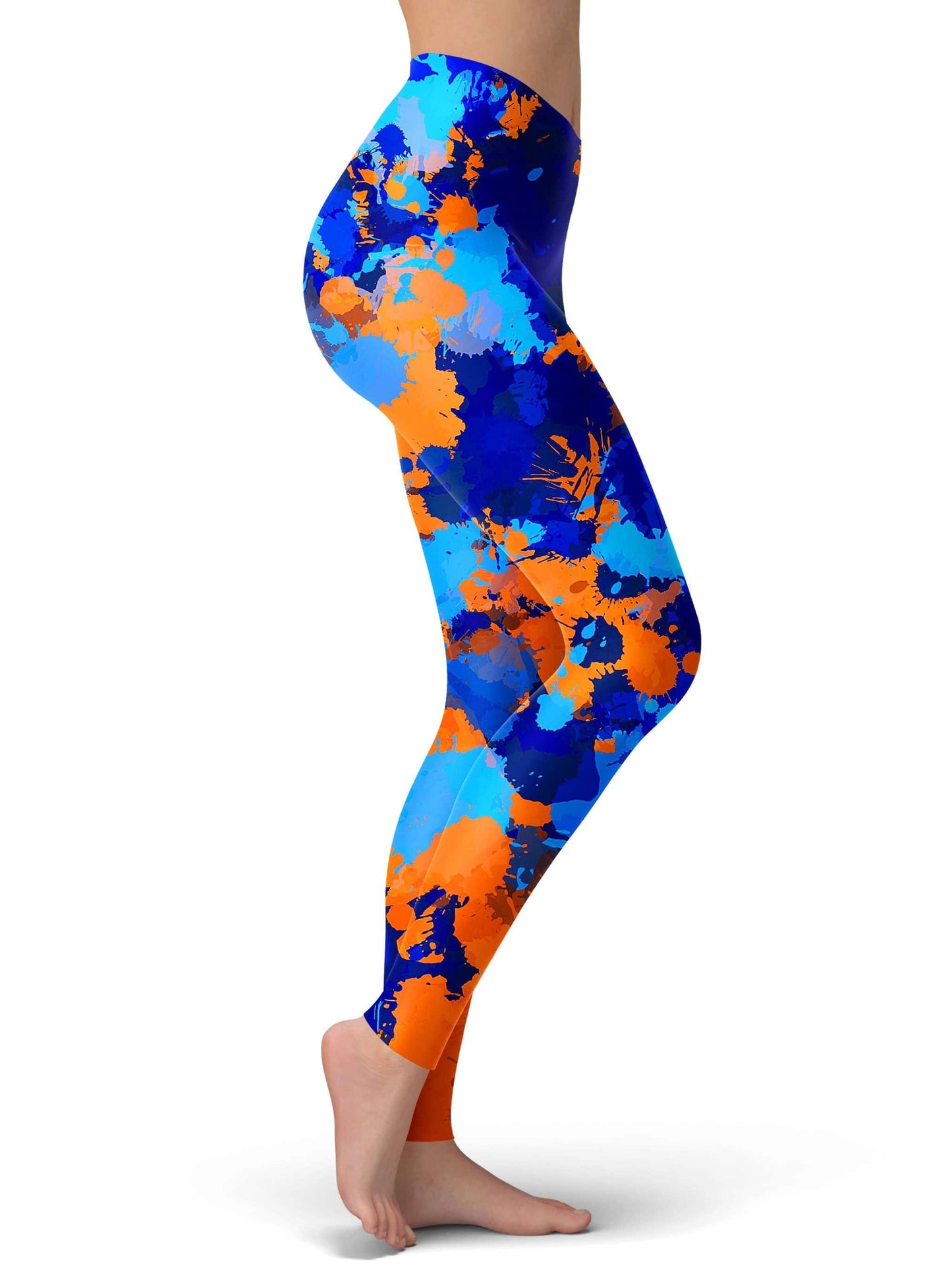 Blue and Orange Paint Splatter 2 Leggings, Big Tex Funkadelic, | iEDM